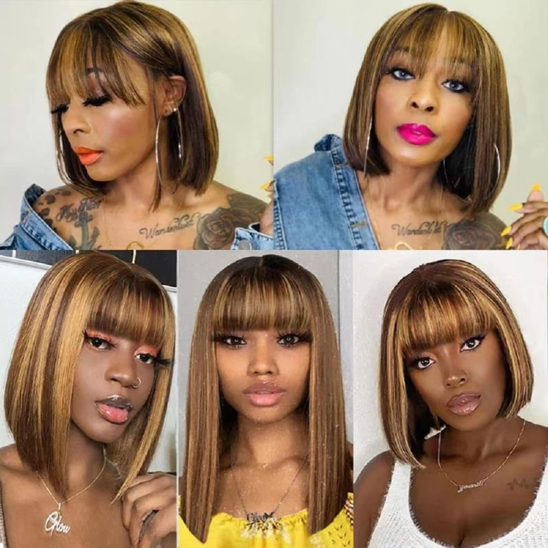 Women's short with air bangs,  - Wig Fiber Net 评论和价格